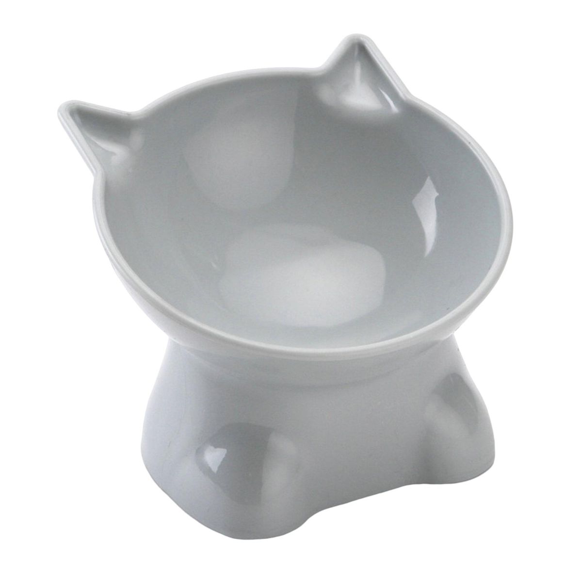 Pet Food Bowl Cartoon Cat Shape Pet Cat Dog Food Dispenser Bowl Grey