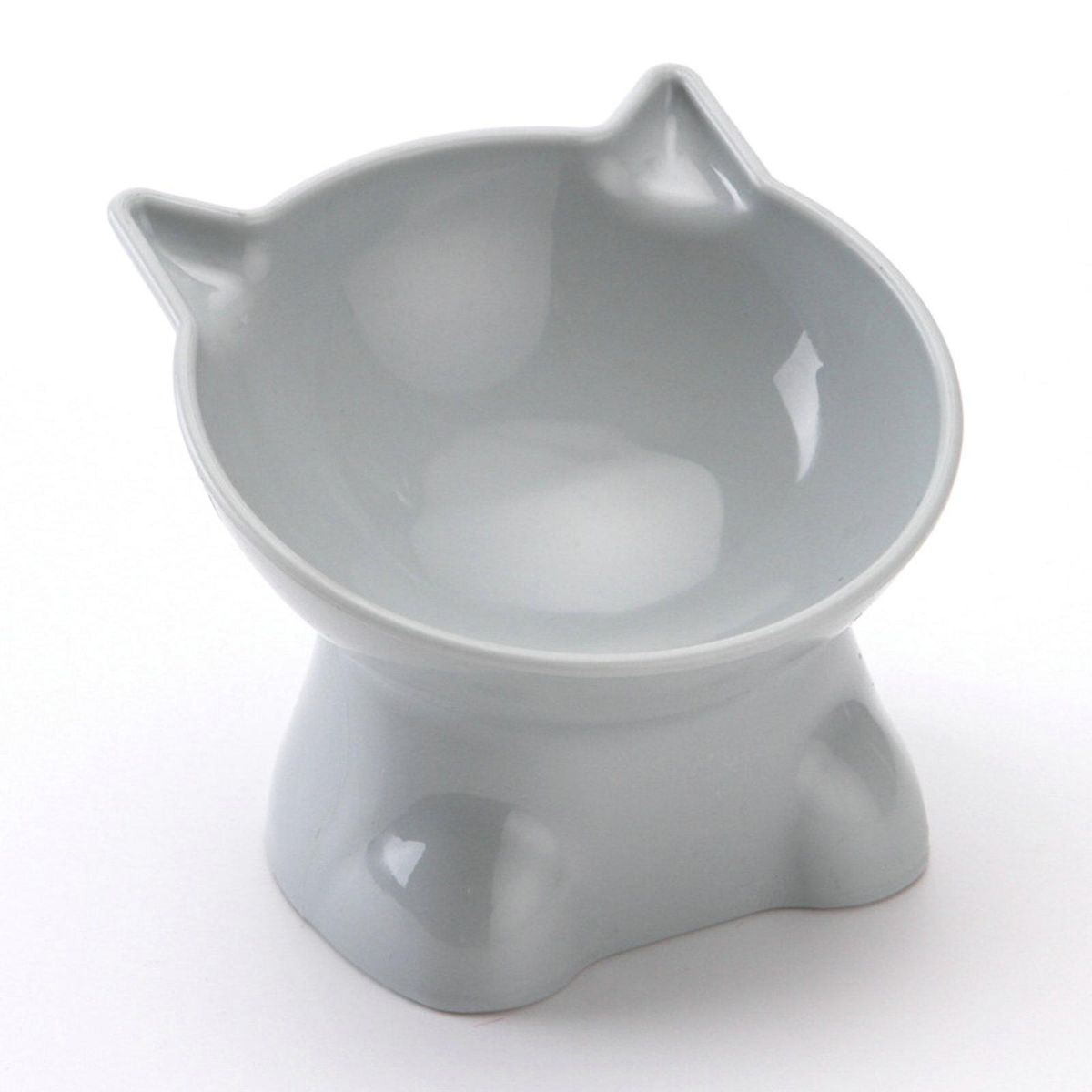 Pet Food Bowl Cartoon Cat Shape Pet Cat Dog Food Dispenser Bowl Grey
