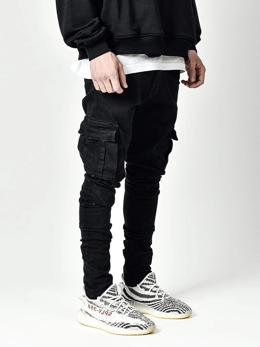 Men's Side Pocket Skinny Jeans - Black
