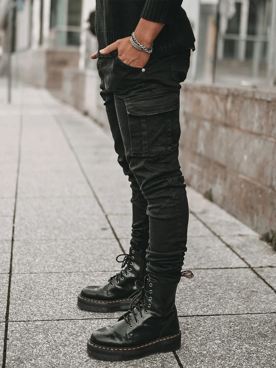 Men's Side Pocket Skinny Jeans - Black