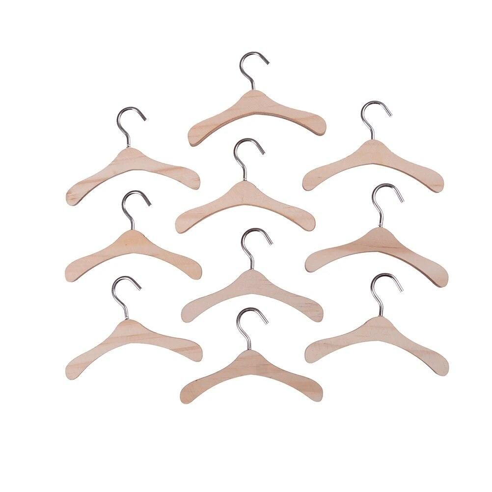 10Pcs Mini Clothes Hangers Closet Wardrobe Hanging Decoration Dolls Accessories 1/12 Scale Dollhouse Miniature Furniture