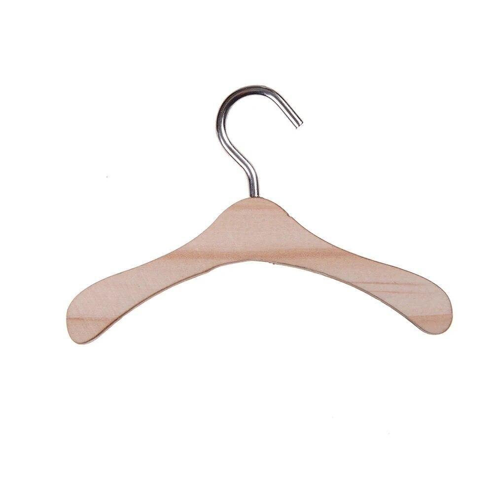10Pcs Mini Clothes Hangers Closet Wardrobe Hanging Decoration Dolls Accessories 1/12 Scale Dollhouse Miniature Furniture