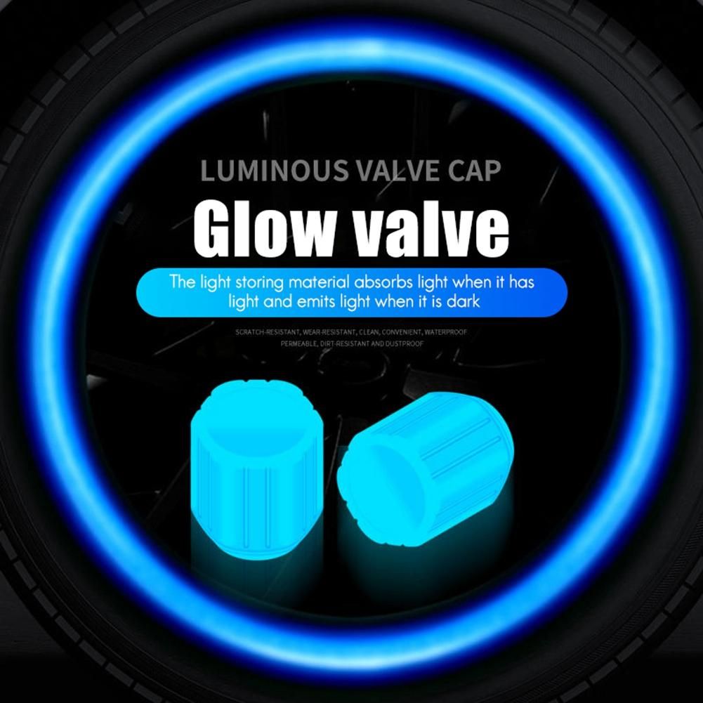 10Pcs Glow Valve Cap Fluorescent Blue Glow Automobile Motorcycle Bicycle Wheel Tire Hub Luminous Cap Decoration