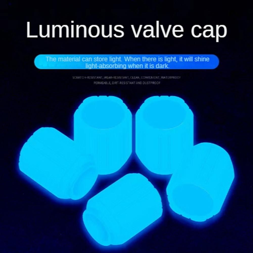 10Pcs Glow Valve Cap Fluorescent Blue Glow Automobile Motorcycle Bicycle Wheel Tire Hub Luminous Cap Decoration