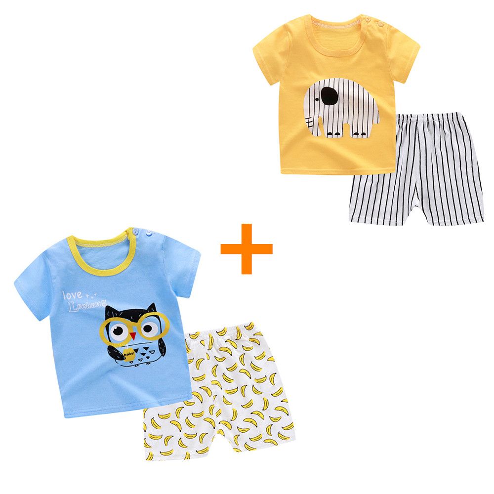 2Sets Outfits Cotton Animal Sports Suit Set For Newborn Baby