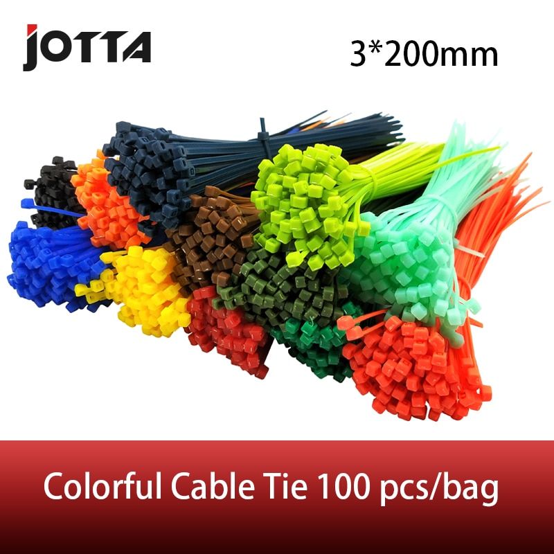 3*200mm Self-locking Nylon Cable Ties 8 Inch 100pcs 12 Color Plastic Zip Tie Binding Wrap Straps