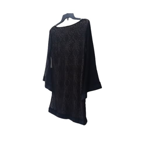 Women's Short Long Sleeve Dress  - Black
