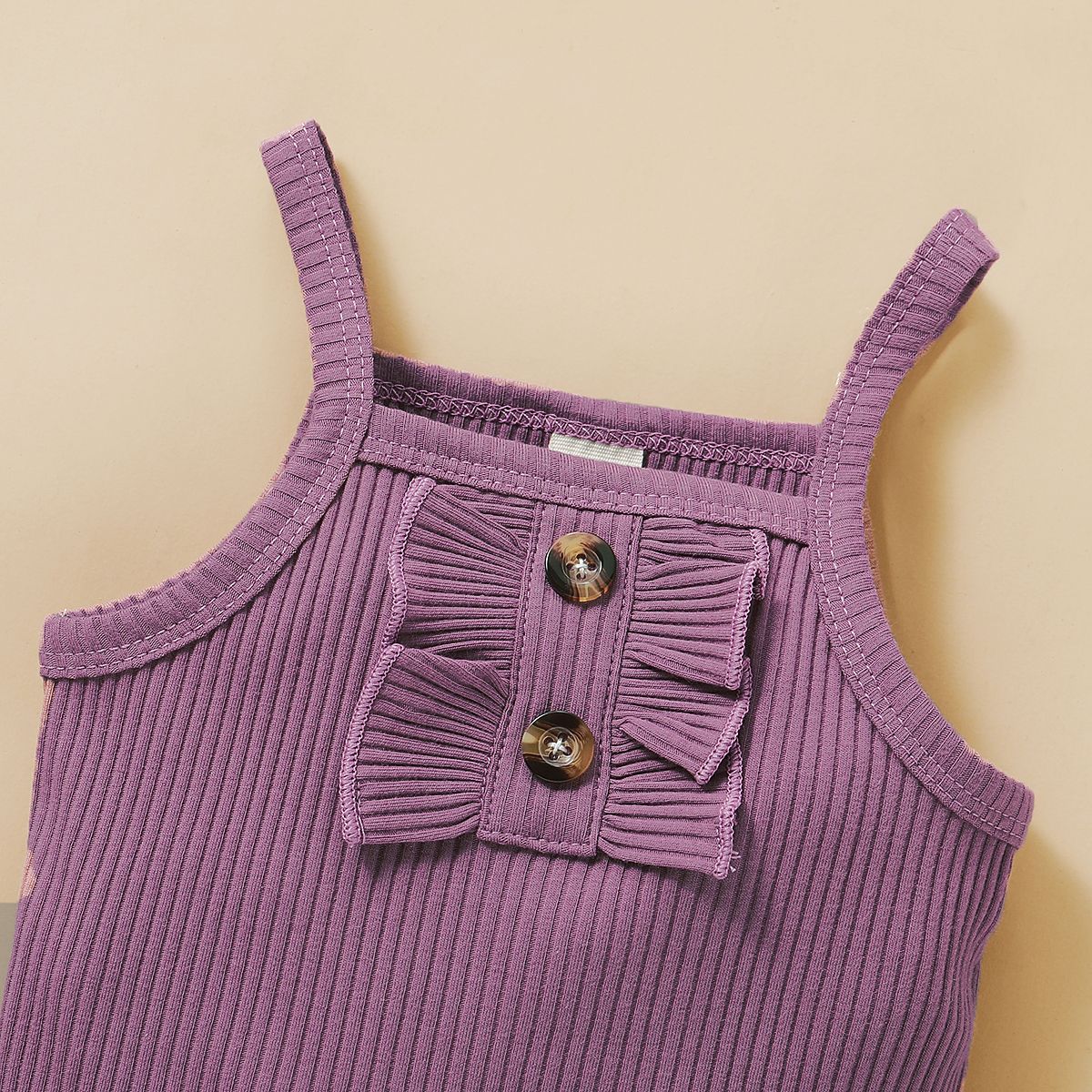 Baby Girls Summer Outfit Set Ribbed Vest With Shorts -Purple