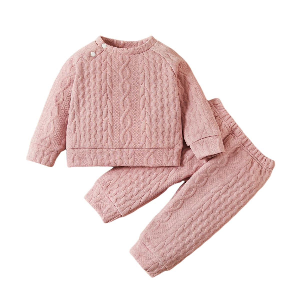 Baby Girls Autumn Winter Twist Knitting Long Sleeve Sweatshirt -Pink