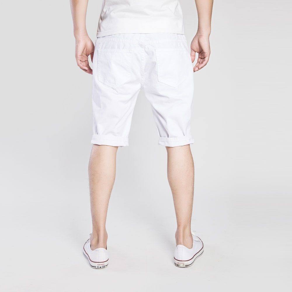 Casual Ripped Denim Shorts For Men (White)