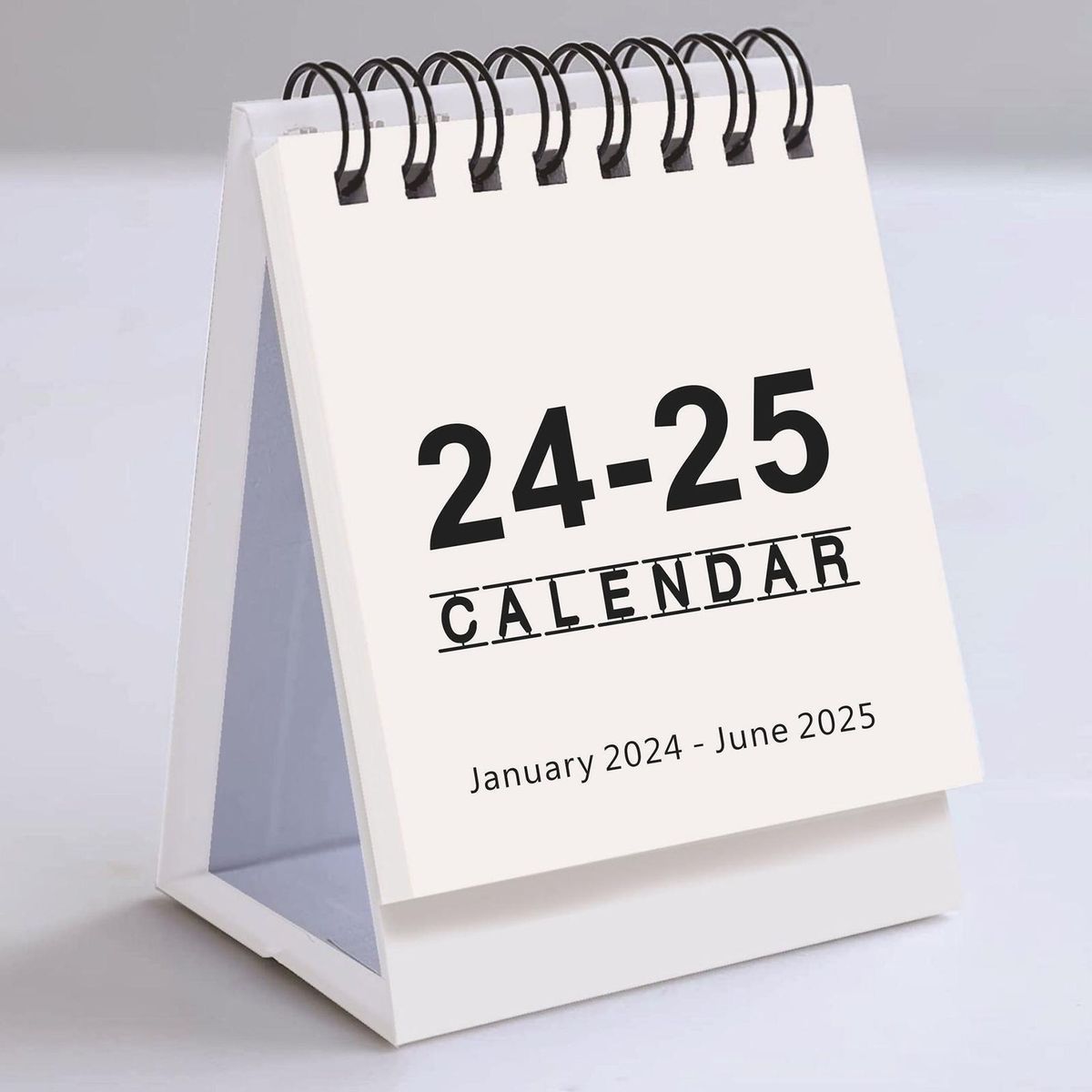 Twin-wire Binding Desk Calendar 2024-2025 Portable Twin-wire Small White