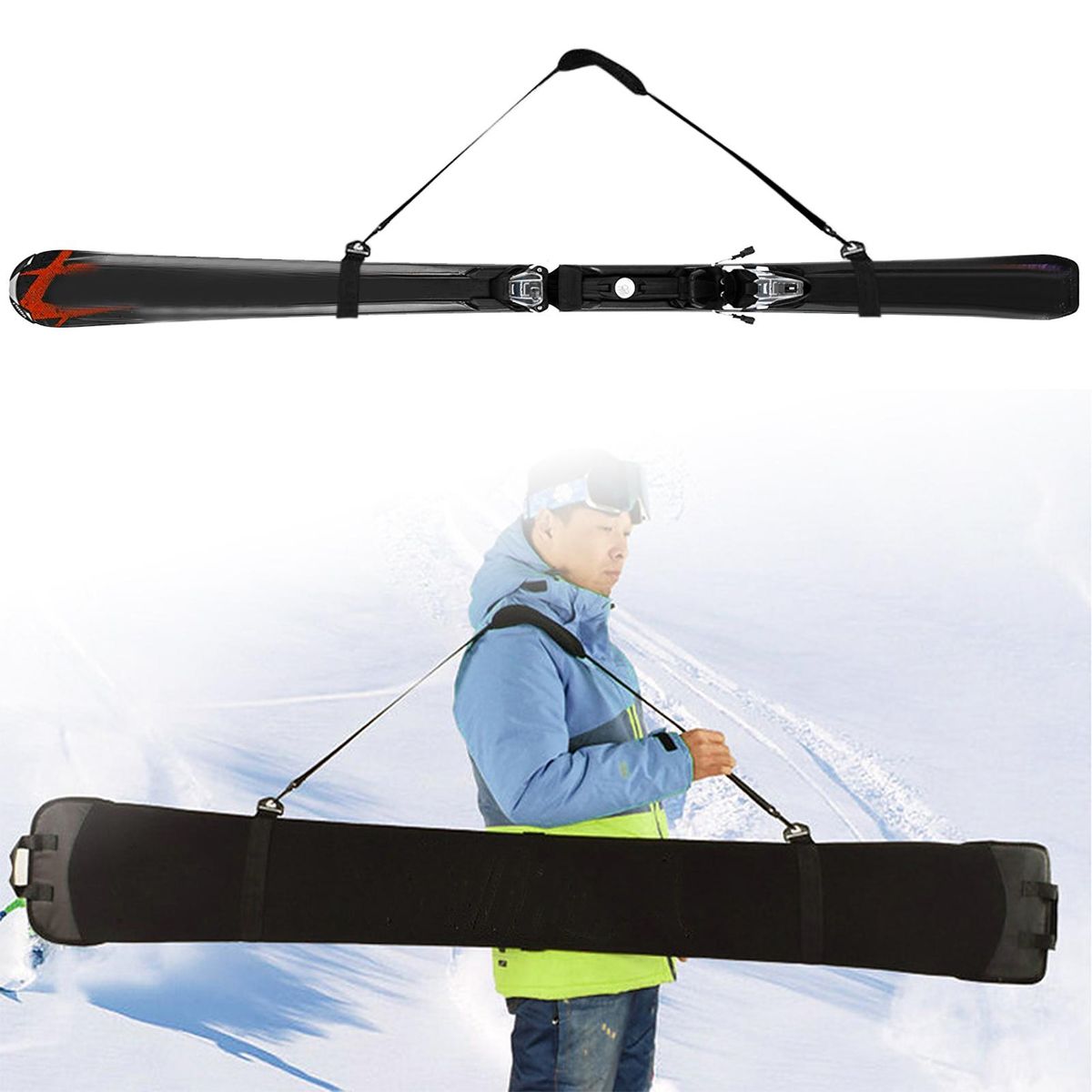 Ski Carrier Strap Pole Carrier Ski Snowboard Shoulder Carrier Adjustable Ski Gear Accessory
