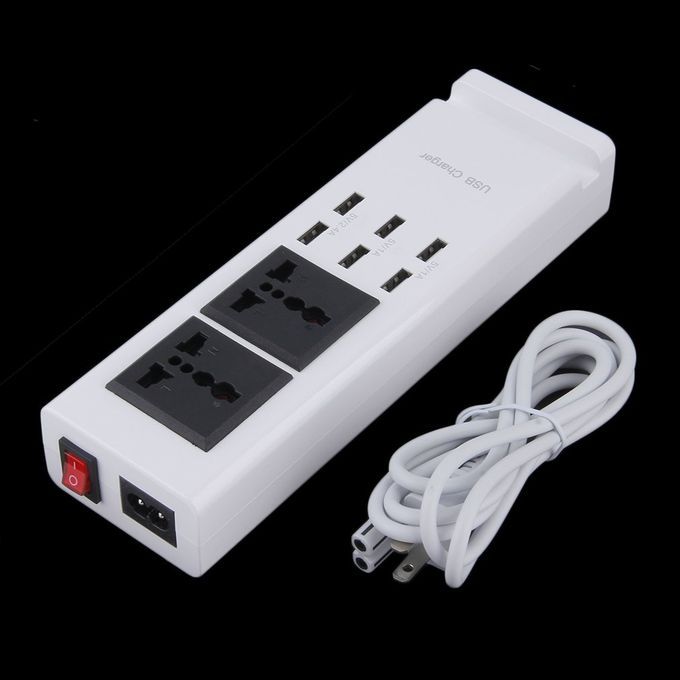Smart Socket 2-AC Outlet 6 USB Port Power Strip For Home/Office Use