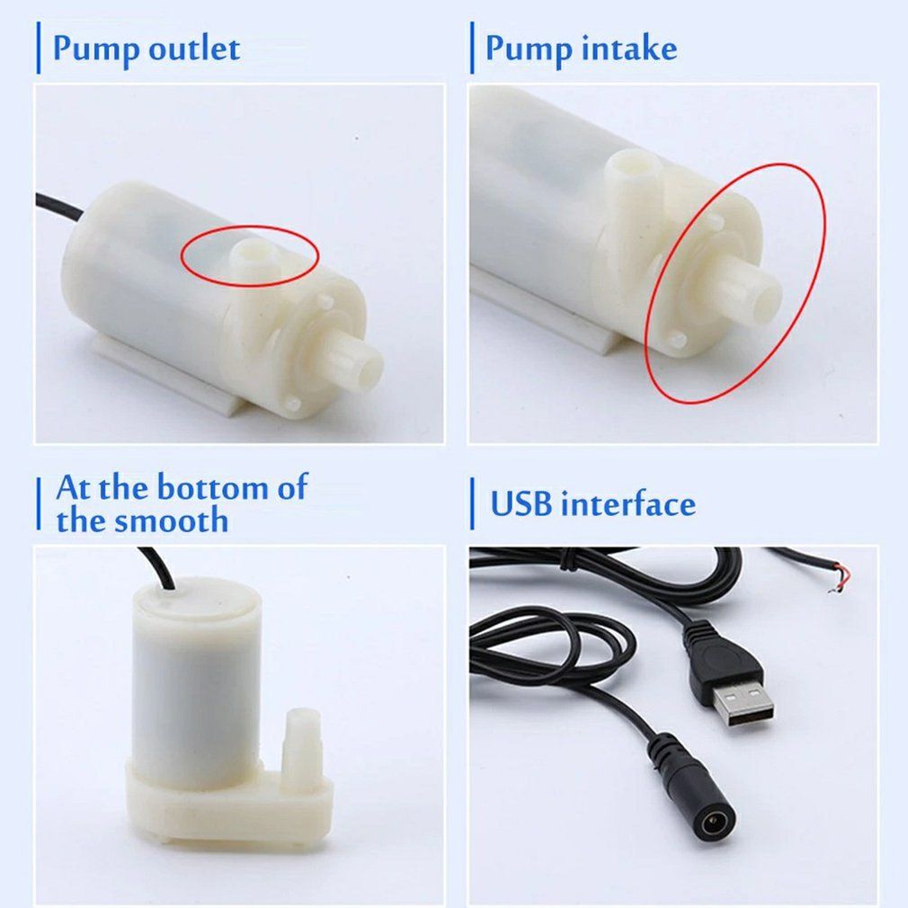 USB Powered DC Mute Small Water Pump Mini Submersible Chargeable Pump-white