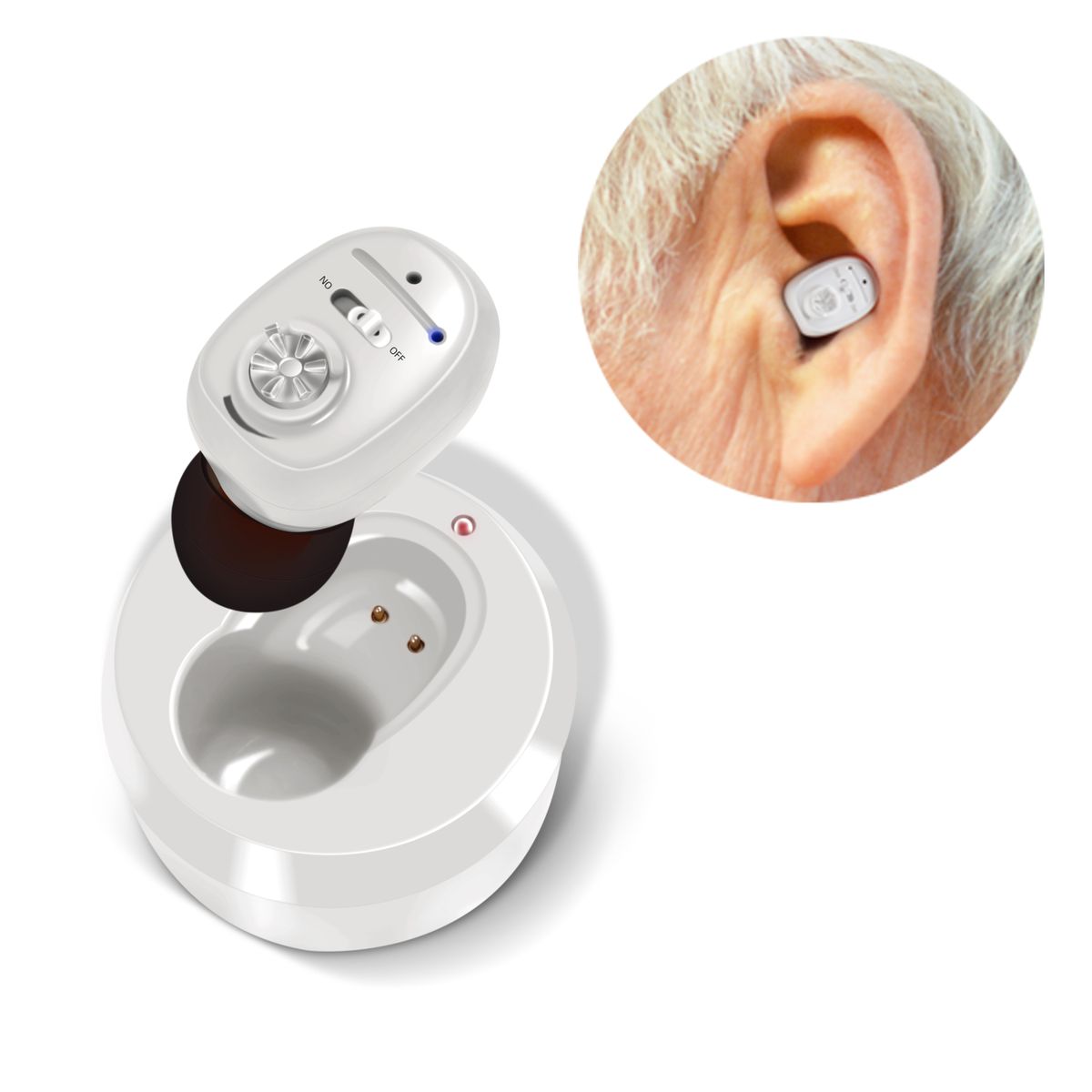 In-ear Hearing Aid With Charger, Stylish Design VHP-1607-W