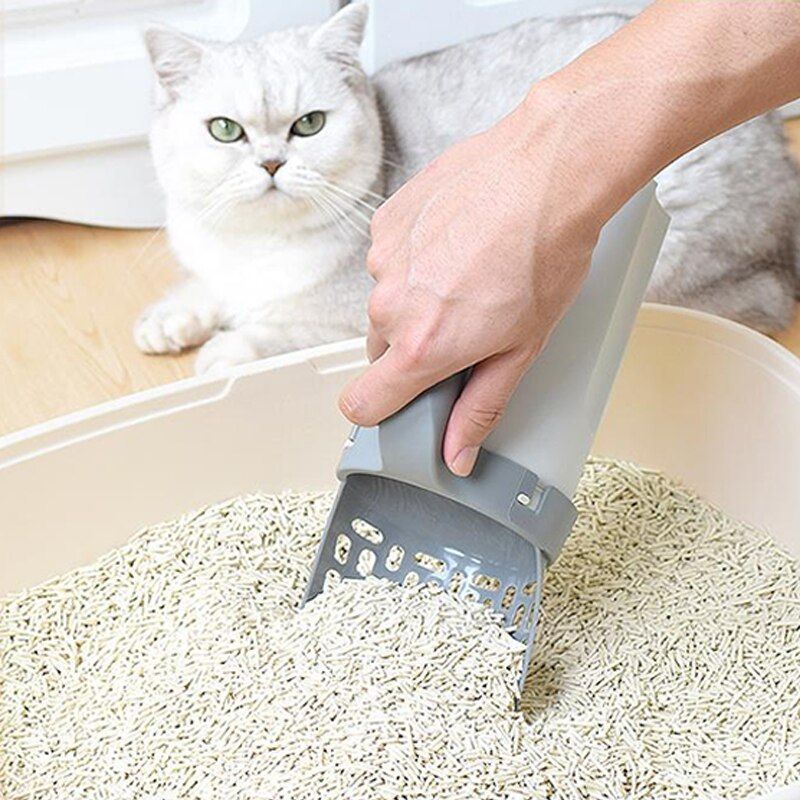 Portable Cat Litter Shovel Large Capacity With Built-in Bag Self-cleaning Litter Box-With 4pc Poop Bag