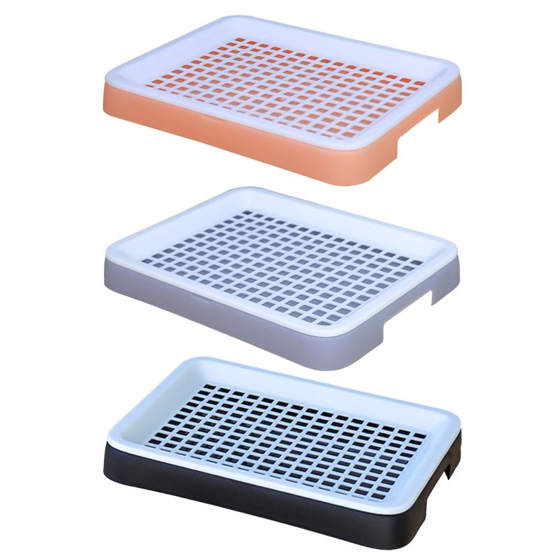 Rabbit Pet Litter Box Tray With Removable Grate For Small Animal Bunny Hamster Cage-Pink White