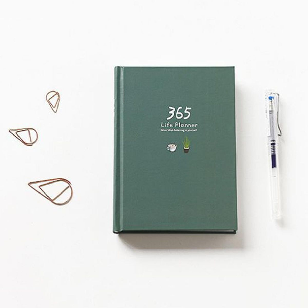 365 Planner Agenda Notebook Professional Daily Hand Ledger Dark Green