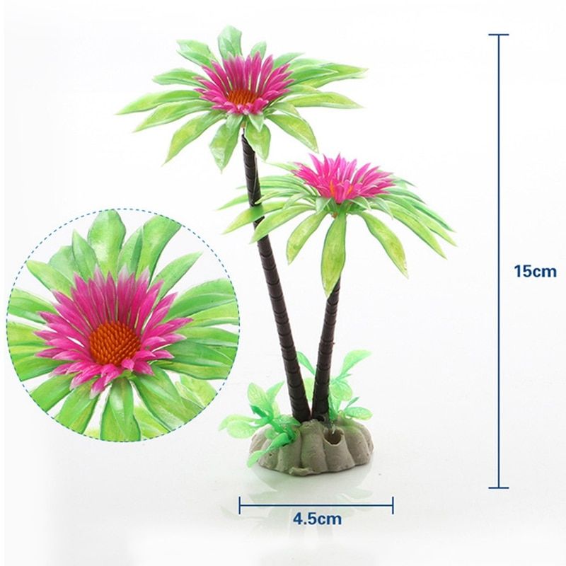 1pc 15cm High Plastic Aquatic Plant Vivid Plastic Fish Tank Plant Artificial Aquarium Plant Simulation Water Plants Coconut Tree CY38