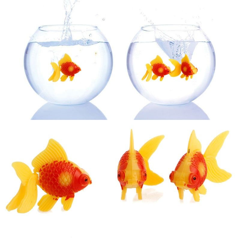 3Pc Aquarium Fish Tank Plastic Swimming Gold Fish Ornament Artificial Decoration Yellow