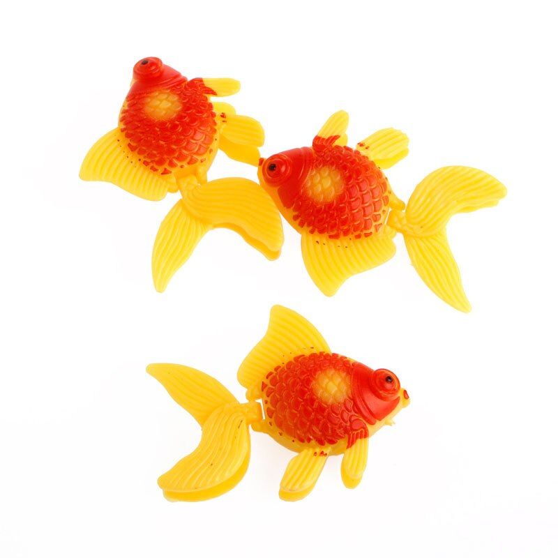 3Pc Aquarium Fish Tank Plastic Swimming Gold Fish Ornament Artificial Decoration Yellow