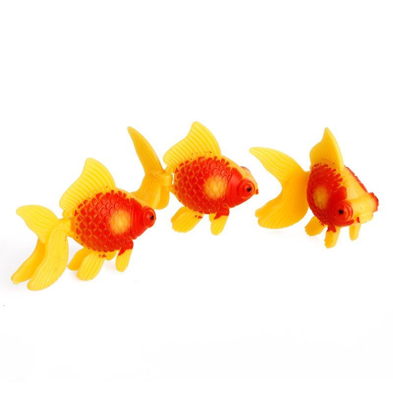 3Pc Aquarium Fish Tank Plastic Swimming Gold Fish Ornament Artificial Decoration Yellow