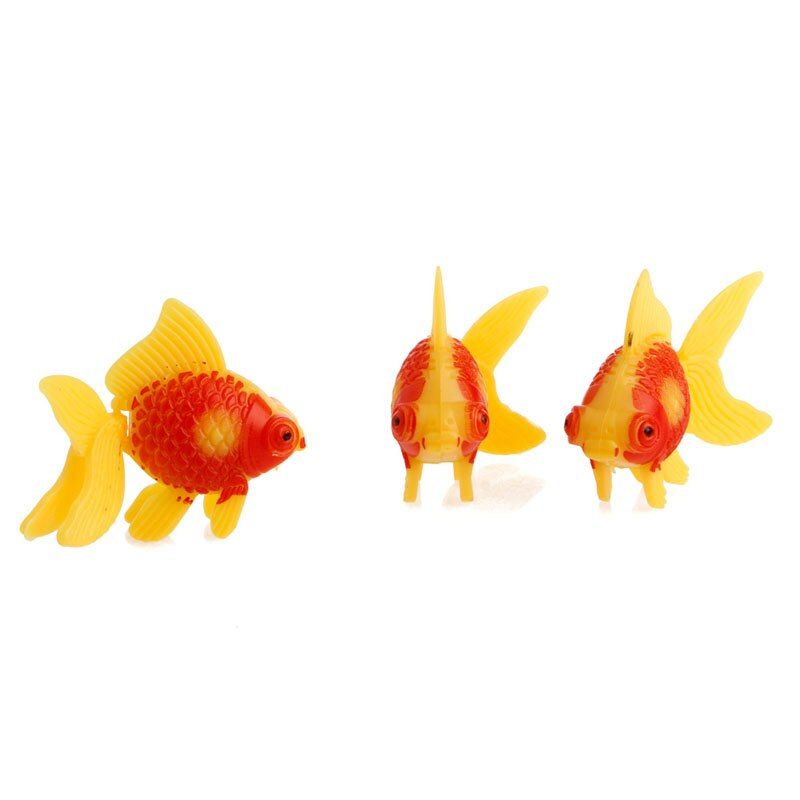 3Pc Aquarium Fish Tank Plastic Swimming Gold Fish Ornament Artificial Decoration Yellow