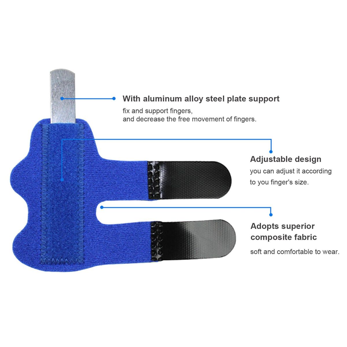 Finger Splint Sleeves Built-in Aluminium Support Finger Brace Protector for Broken Fingers/Arthritis Reliefs/Pain Reliefs