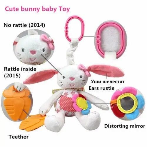 Pudcoco High Quality Baby Rattle and Teether Soft Baby Toys Little Rattle Sound Cute Rabbit Animal Bed hanging Toys
