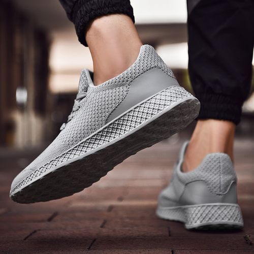 Big Size Light  Mesh Sneakers Sports Shoes-Grey
