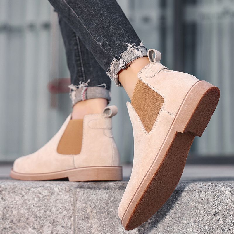 Luxury Chelsea Boots Men Shoes EUR Size 38-46 Italian Handmade Superior Quality Full Grain Leather Boots Noble Elegant Chelsea Boots Male Oxford Shoes High Top Slip-on Ankle Boots Beige