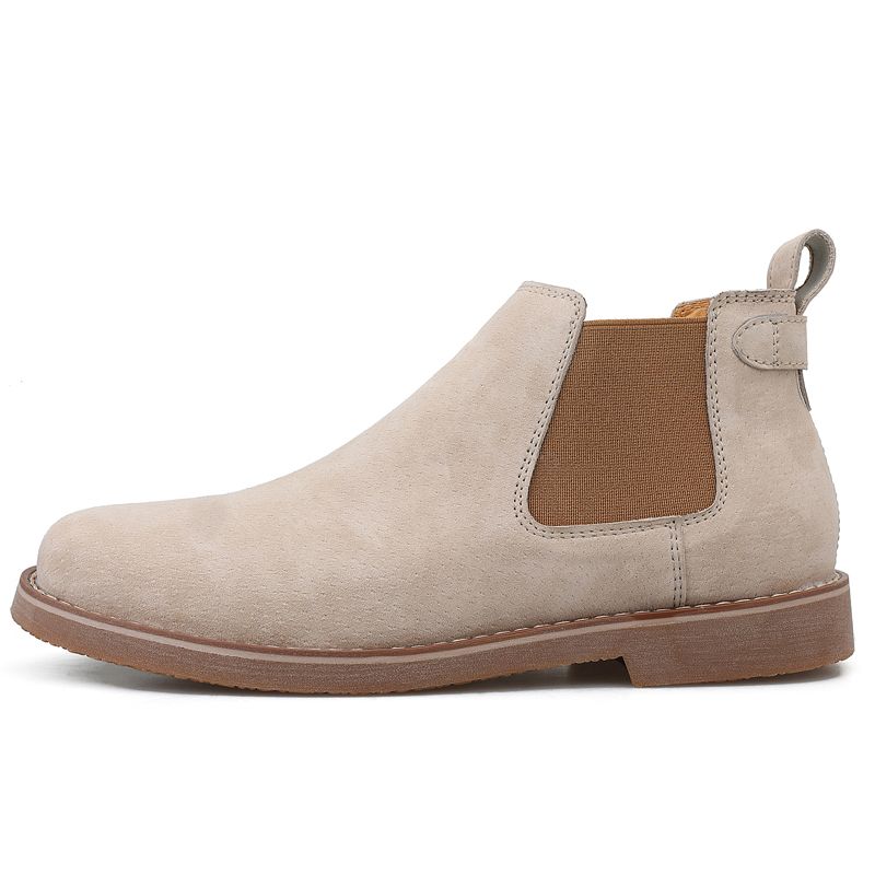 Luxury Chelsea Boots Men Shoes EUR Size 38-46 Italian Handmade Superior Quality Full Grain Leather Boots Noble Elegant Chelsea Boots Male Oxford Shoes High Top Slip-on Ankle Boots Beige