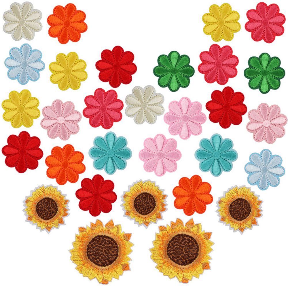 30PCS Iron On Stickers Sew On Stickers Mixed Embroidery