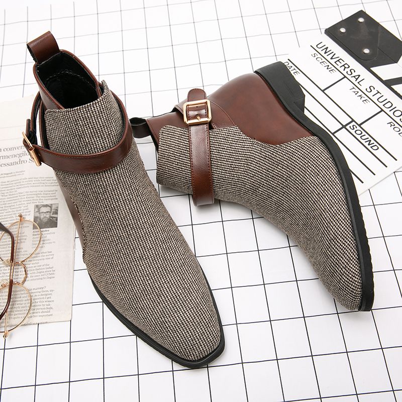 Men Boots Leather Stitching Formal Business Shoes Ankle Martin Chelsea Boots