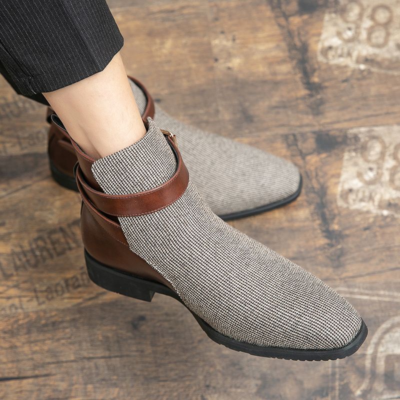 Men Boots Leather Stitching Formal Business Shoes Ankle Martin Chelsea Boots