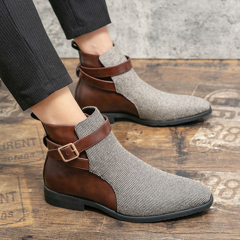 Men Boots Leather Stitching Formal Business Shoes Ankle Martin Chelsea Boots