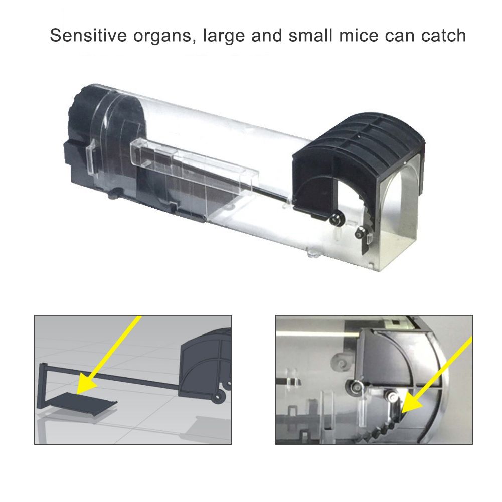 Transparent Reusable Mouse Trap Rodent Mice Live-Black