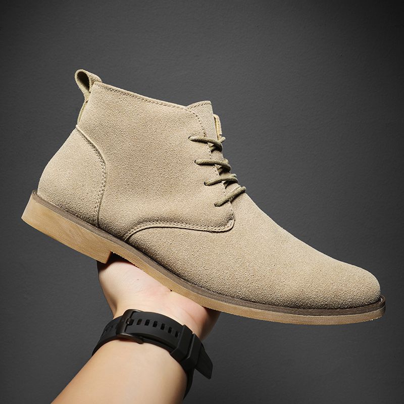 New British Shoes Men Chukka Boots EUR Size 39-46 High Quality Oxford Ankle Boots Lace Up Suede Leather Boots Dress Shoes Comfortable Walking Shoes For Men Party Fashion High Top Shoes Khaki