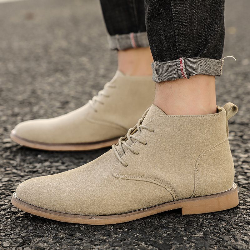 New British Shoes Men Chukka Boots EUR Size 39-46 High Quality Oxford Ankle Boots Lace Up Suede Leather Boots Dress Shoes Comfortable Walking Shoes For Men Party Fashion High Top Shoes Khaki
