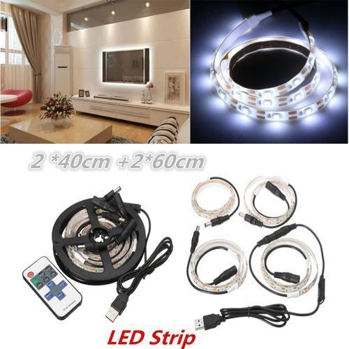 Colour Changing 5V RGB 5050 LED Strip USB TV Background PC Mood Night Light Lamp (WHITE)