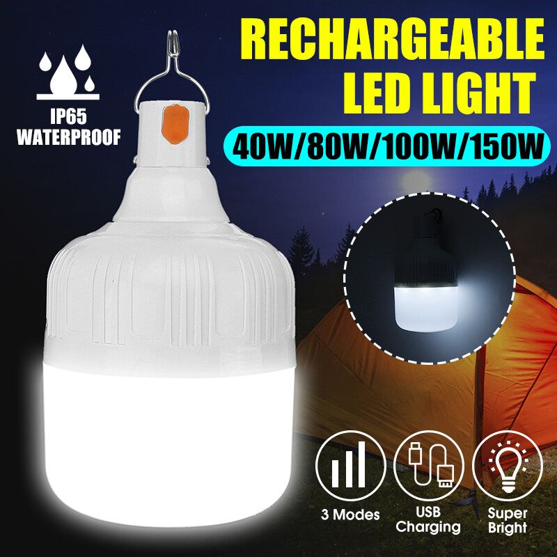 40-150W 5V Portable LED Solar Energy Charging Light Bulb Saving USB Cable Camping Waterproof 40W 12LEDS
