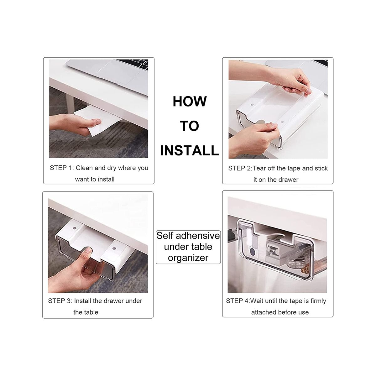 Under Desk Drawer, -Adhesive Punch Under