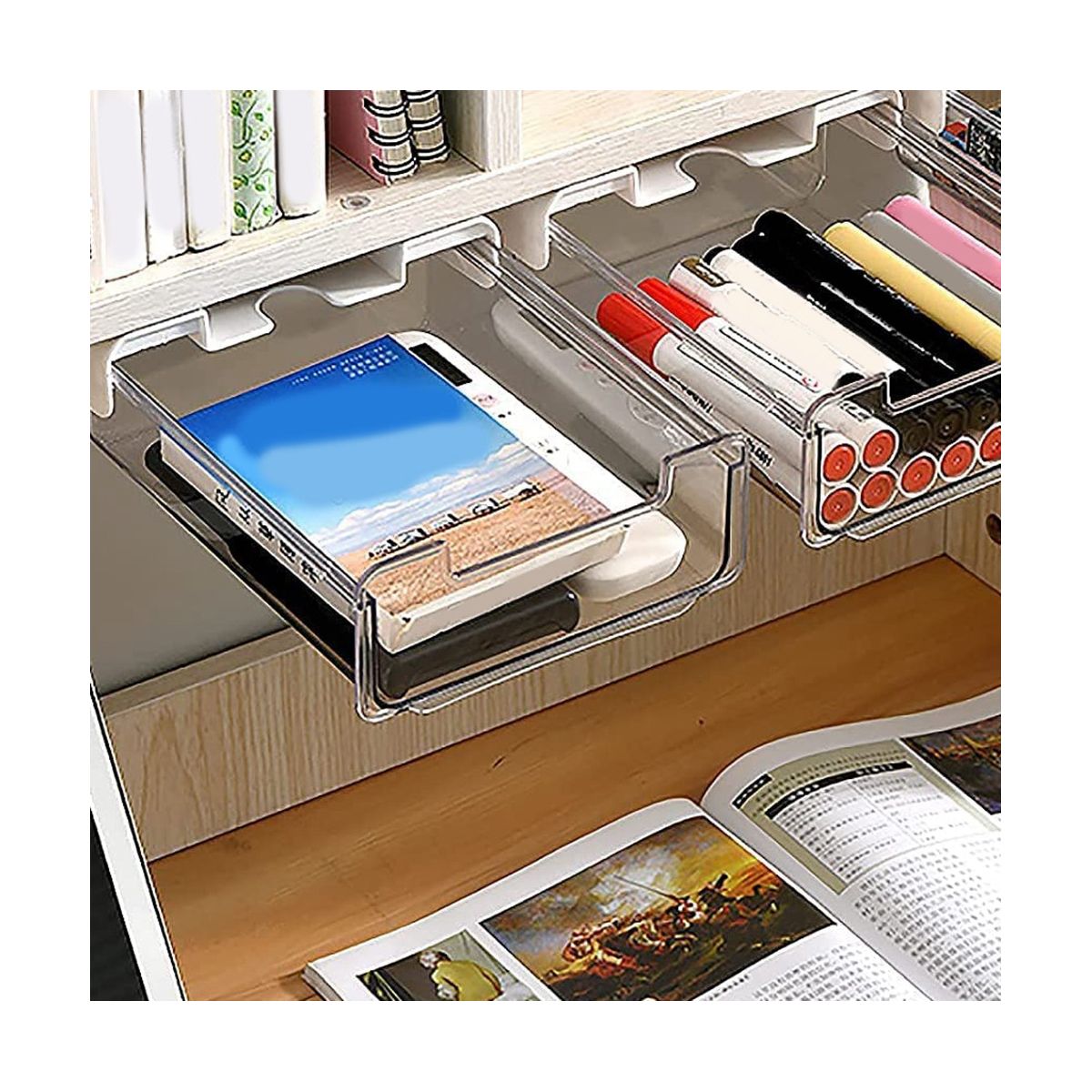 Under Desk Drawer, -Adhesive Punch Under
