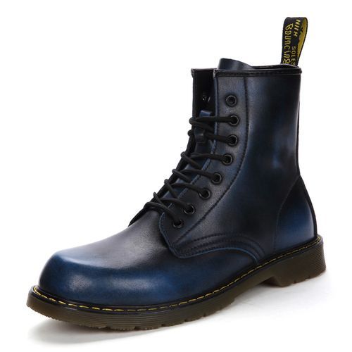 Luxury Men's Fashion Boots EUR Size 36-47 Top Quality Italian Handmade Cow Split Leather Motorcycle Boots Unisex High Top Martin Boots Handsome Male Shoes Couples Oxfords Outsole Ankle Boots Blue
