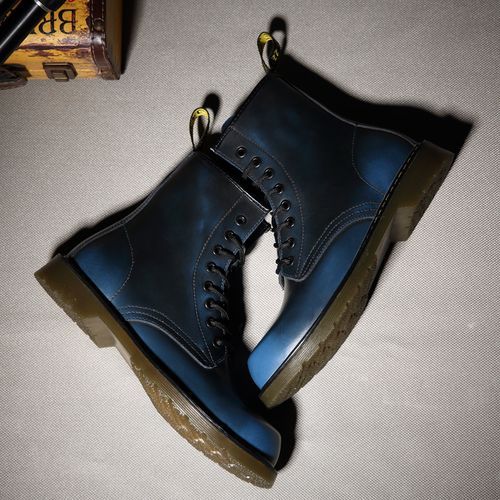 Luxury Men's Fashion Boots EUR Size 36-47 Top Quality Italian Handmade Cow Split Leather Motorcycle Boots Unisex High Top Martin Boots Handsome Male Shoes Couples Oxfords Outsole Ankle Boots Blue