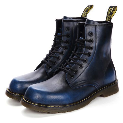 Luxury Men's Fashion Boots EUR Size 36-47 Top Quality Italian Handmade Cow Split Leather Motorcycle Boots Unisex High Top Martin Boots Handsome Male Shoes Couples Oxfords Outsole Ankle Boots Blue