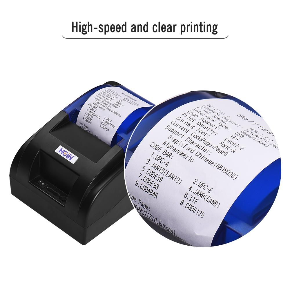 HOIN Portable 58mm Thermal Receipt Printer with BT & USB Interface High Speed Bill Ticket Clear Printing Compatible with ESC/POS Commands Set for Supermarket Store Shop Business Support for Windows//Linux/Android/iOS
