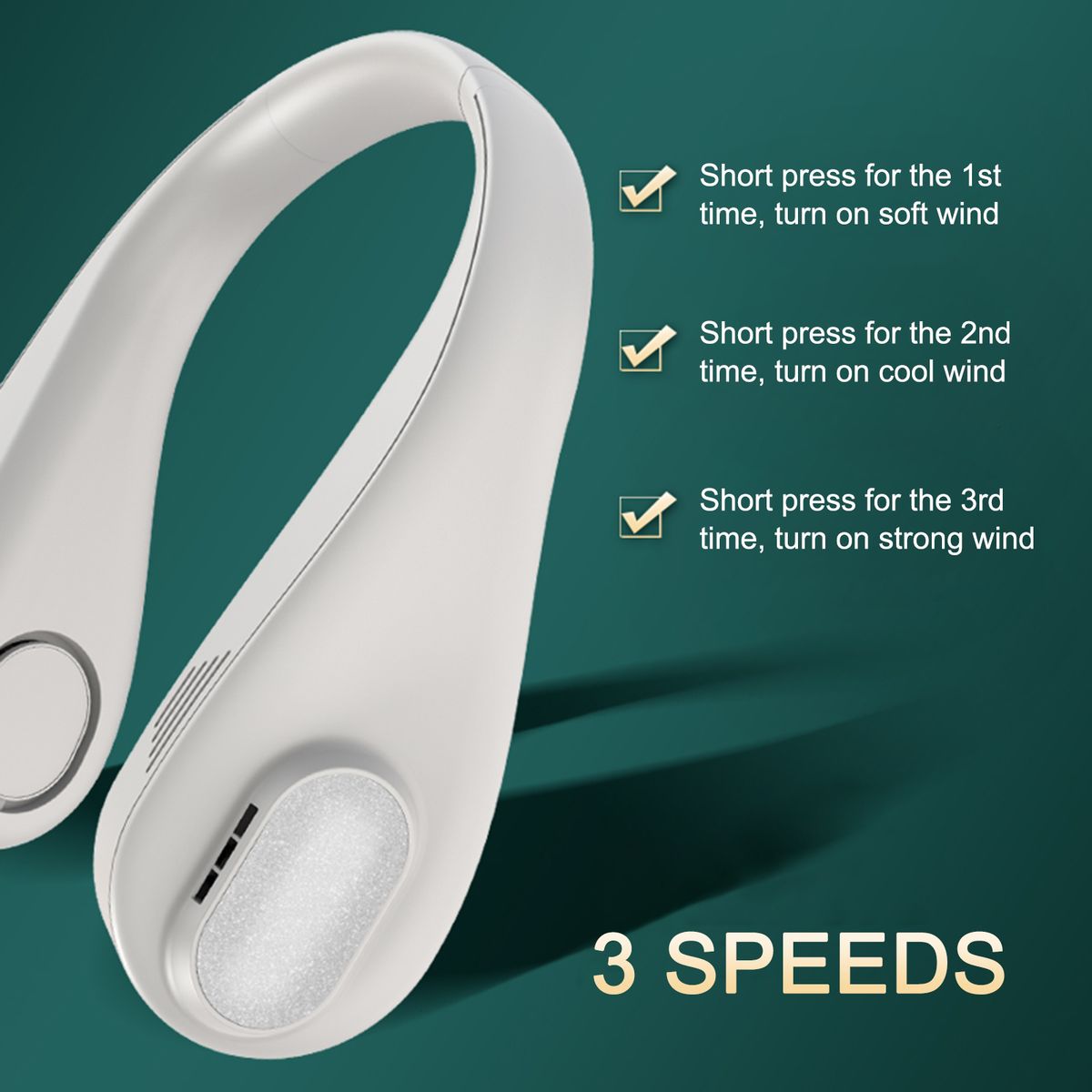 Bladeless Neck Hanging Fan Hands-free Wearable Portable 3
