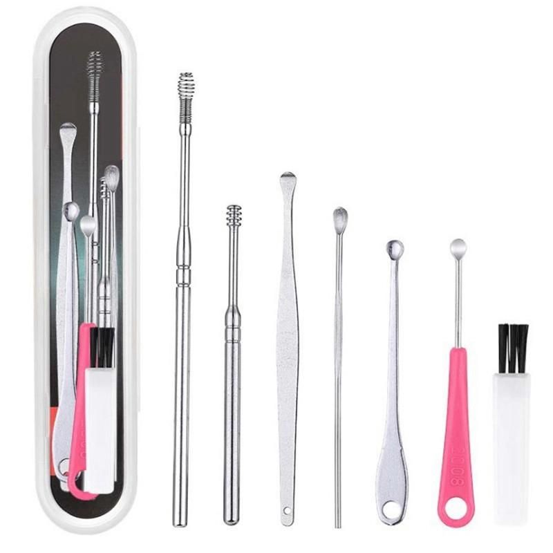 7Pcs Earwax Remover Stainless Steel Earwax Scraper Earwax Cleaning Earwax Spoon Care Earwax Cleaning Tool