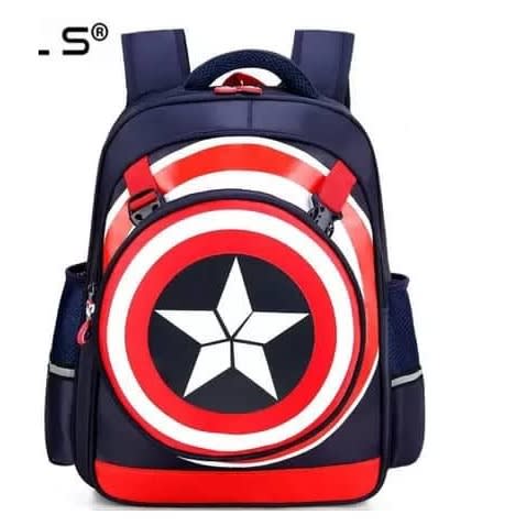 Captain America Round Shield School Bag -Blue & Red